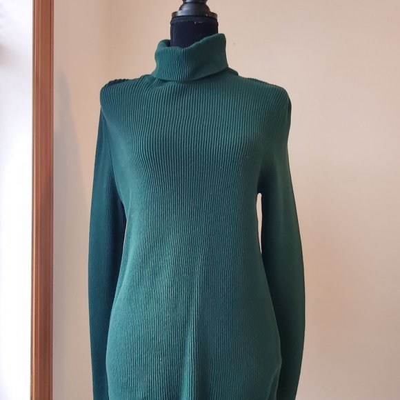 WOMENS TURTLENECK GREEN SIZE L CRAFT & BARROW - Picture 1 of 4